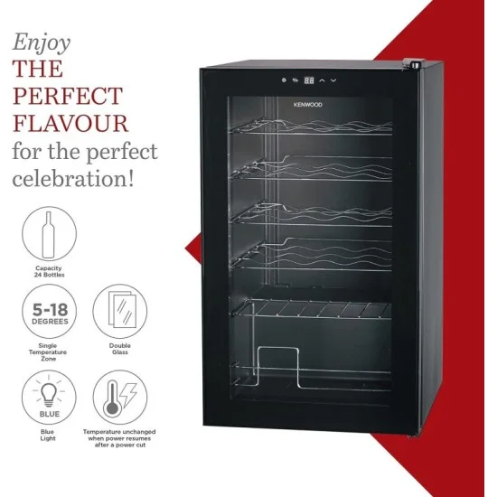 Kenwood 24-bottle beverage refrigerator with smart temperature control - Black